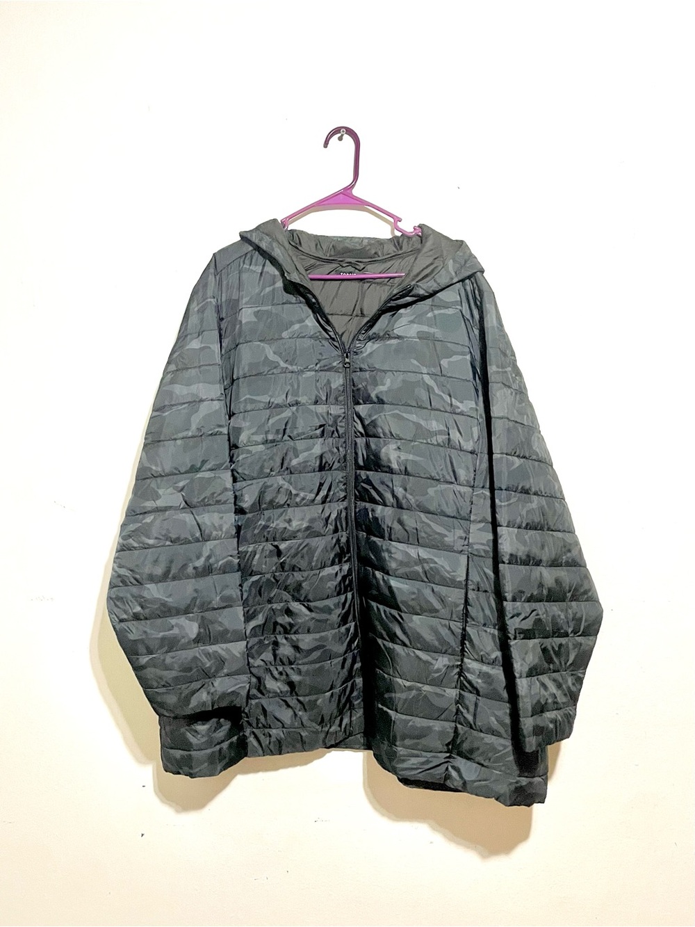 Torrid Packable Puffer Coat Black Camo Pockets Full Zip Size 5X